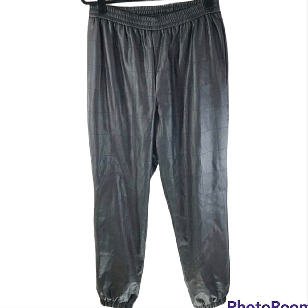 Topshop High Rise Quilted Faux Leather Jogger Pants Pull On Black Size 12
